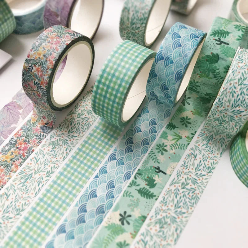 Green Plant Floral Washi Tape – DIY Decorative Adhesive for Scrapbooking, School, & Handmade Crafts