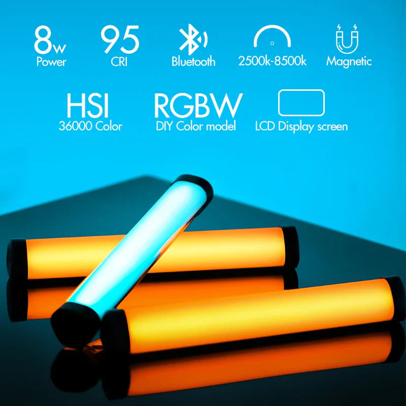 AMBITFUL A2 RGB LED Video Light Stick – 2500K-8500K Adjustable Tube Light with CRI 95+ TLCI 97, App Control, Magnetic Design & Built-in Battery