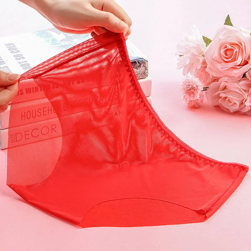 Women’s Full Transparent Panties – Sexy Seamless Ultra-Thin Mid-Rise Lace Briefs Lingerie Underwear