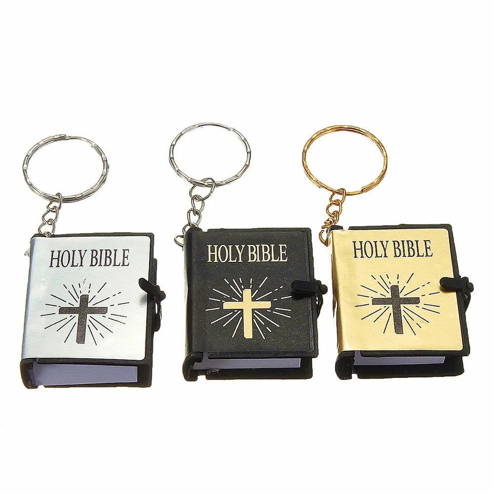 Mini English Holy Bible Keychain - Christian Jesus Cross & Muslim Keyring, Prayer God Bless Charm for Women’s Bag