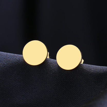 Minimalist Stainless Steel Round Stud Earrings – Classic Fashion Jewelry for Women