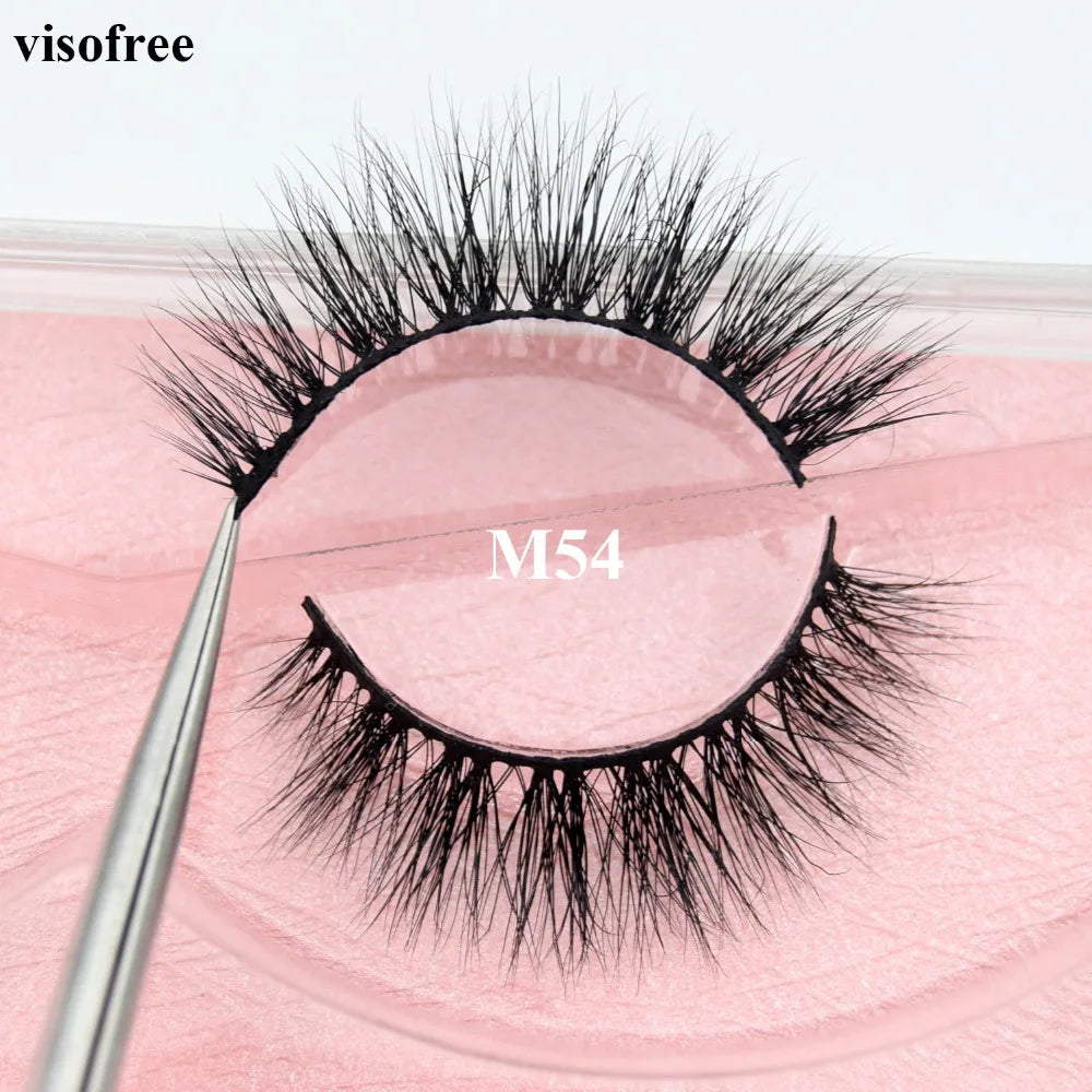 Visofree 3D Mink Eyelashes – Thick Handmade Full Strip Cruelty-Free False Lashes for Makeup M56