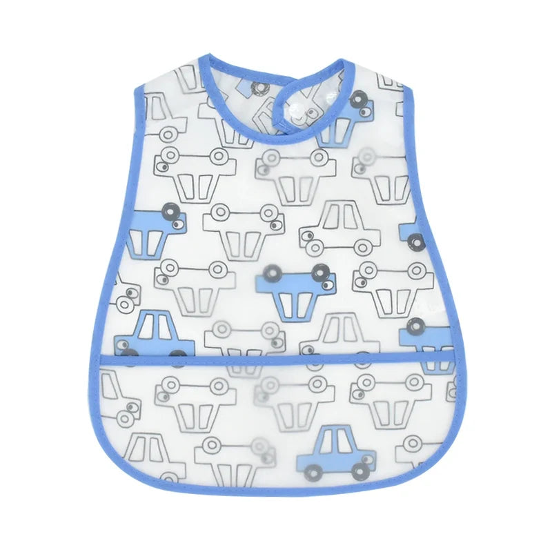 Adjustable Baby Bibs - Waterproof EVA Cotton Cartoon Feeding Bibs with Burp Cloth for Boys & Girls