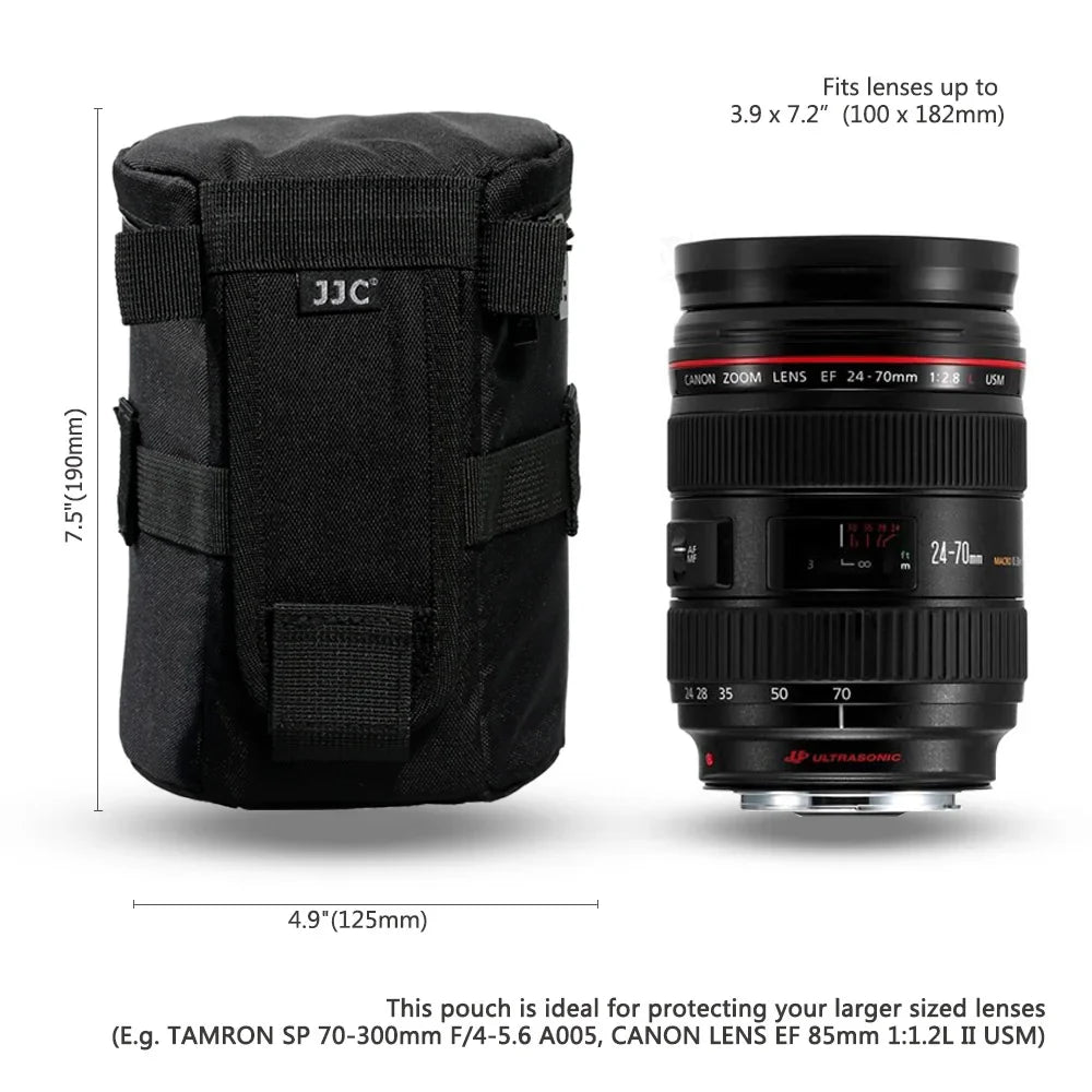 JJC Waterproof Camera Lens Bag — Storage Pouch with Belt for Canon, Nikon, Sony, Fujifilm DSLR