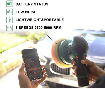 BATOCA Cordless 12V Dual Action Car Polisher – Wireless Brushless Auto Buffer with 2×2.0Ah Lithium Batteries for Car Detailing