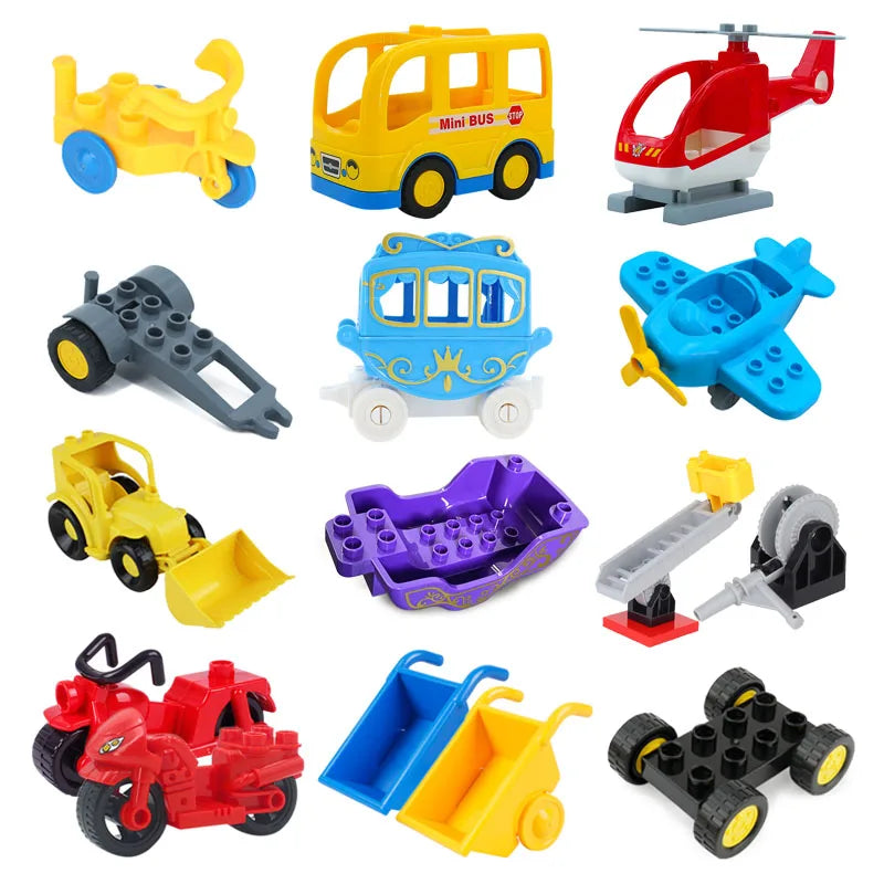 New Large Building Blocks Toys – Cartoon Princess Carriage, Car & Airplane Vehicle Models, Big Bricks Gift for Kids