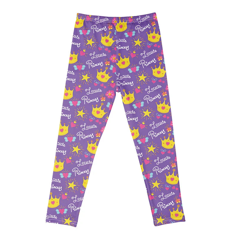 Kids Girls Cartoon Print Leggings – Soft Milk Silk Casual Stretch Sports Pants for Baby Girls Comfortable Trousers 4–12Y