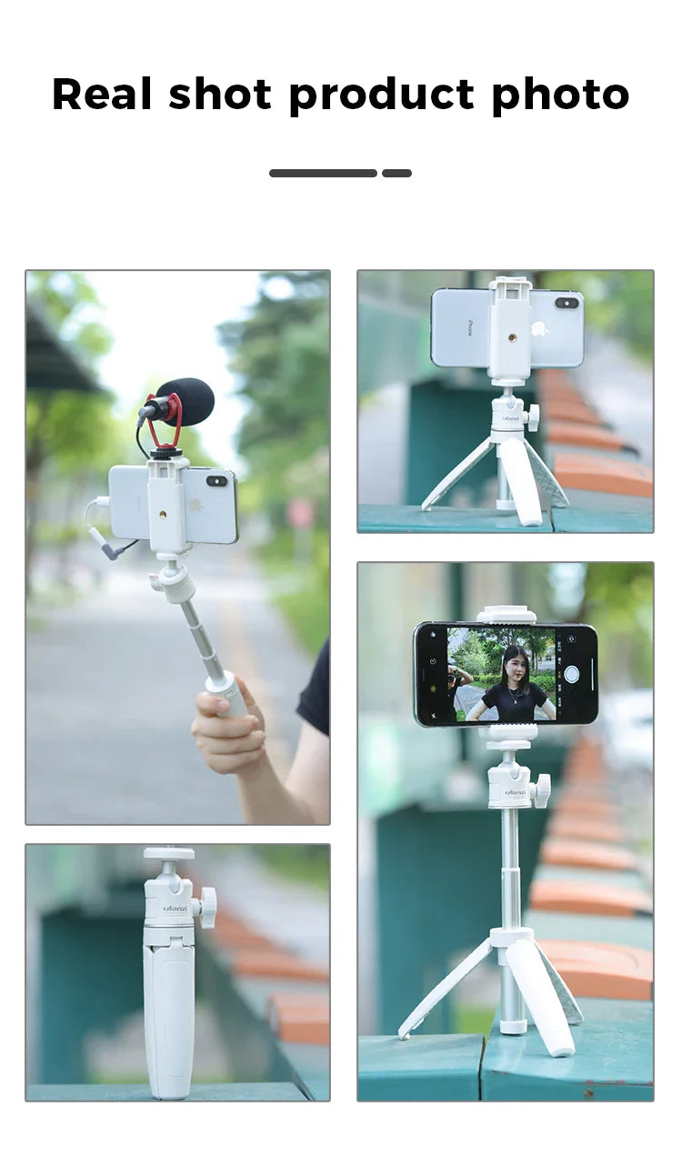 Ulanzi MT-08 Mini Tripod – White Foldable Monopod Mount with 1/4'' Universal Tripod for DSLR, Android & iPhone Smartphones