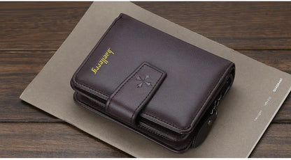 New Business Men’s Wallet — High-Quality PU Leather Zipper Card & Coin Holder, Vintage Male Purse