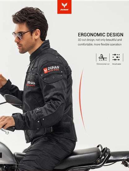 DUHAN Windproof Motocross Jacket & Pants for Men – Wear-Resistant Motorcycle Gear with Body Armor, Winter Moto Clothing