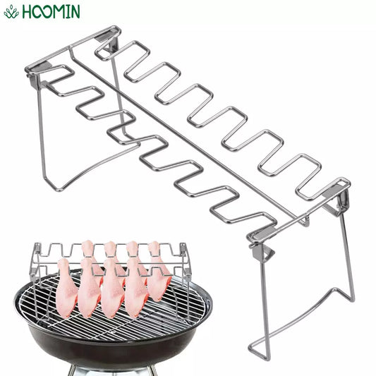BBQ Beef Chicken Wing Leg Grill - Non-Stick Stainless Steel Barbecue Cooking Rack and Drumstick Oven Roaster Stand