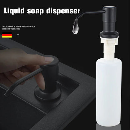 Senlesen Matte Black Liquid Soap Dispenser — 250ml Hand Press Bottle for Kitchen Sink, Dishwashing Detergent