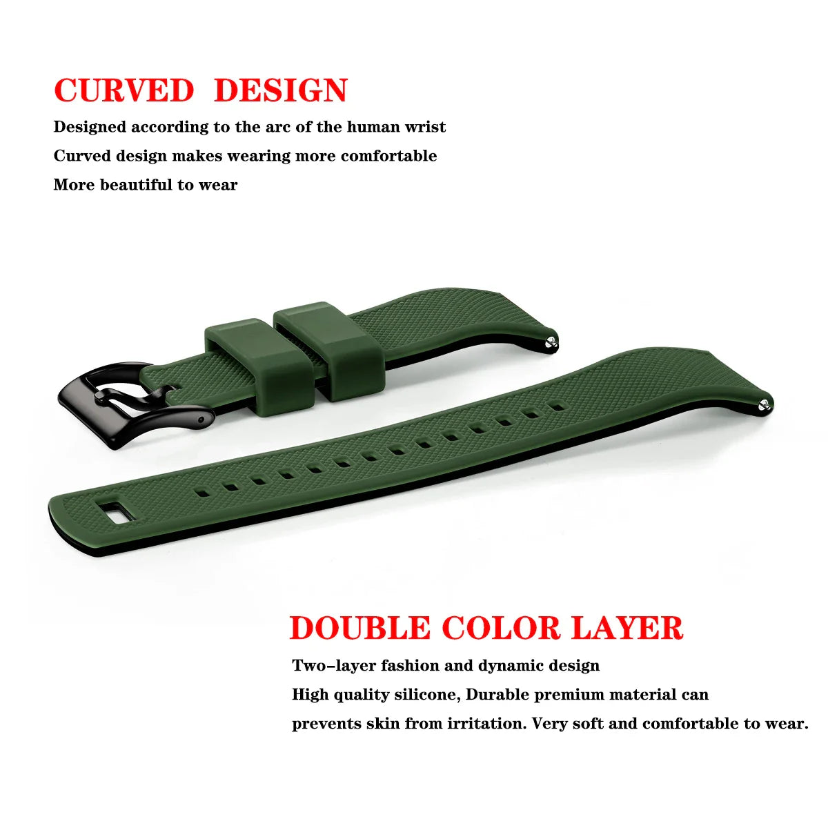 Premium Silicone Watch Band – Quick Release Rubber Strap, 18mm 20mm 22mm Replacement Watchband