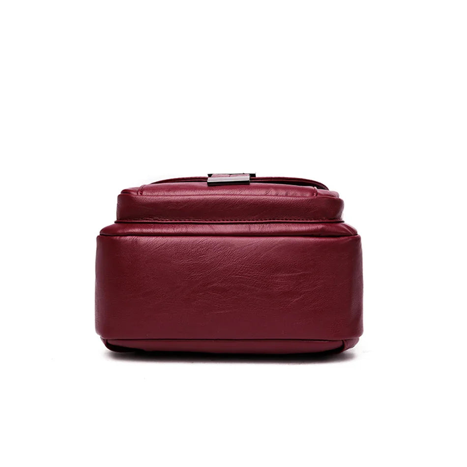 Multifunctional Women's Leather Backpack - Casual Style for Teen Girls, School and Travel Bagpack, Ladies' Chest Bag Sac