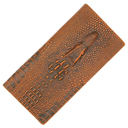 Men’s Crocodile Pattern PU Leather Wallet – Slim Long Clutch Purse Alligator Style Portafoglio Uomo