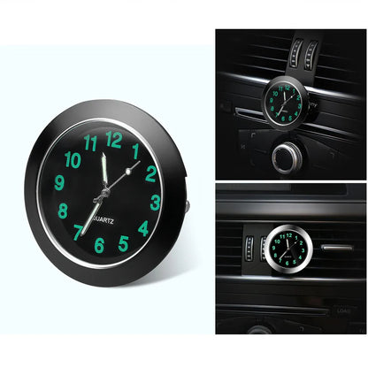 Luminous Mini Car Clock - Stick-On Digital Quartz Watch for Automobiles, 40mm & 43mm, Auto Interior Ornament