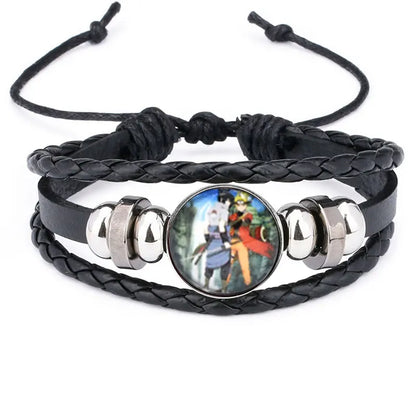 Anime Sharingan Eye Leather Bracelet – Vintage Goth Fashion Bangle for Men Fans Jewelry Gift