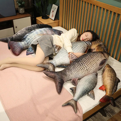30-100CM Realistic Fish Plush Toy – Soft Tilapia, Carp & Bream Stuffed Pillow, Bed Cushion, Creative Home Decor & Gift