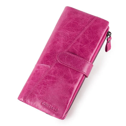 CONTACT'S Genuine Leather Men’s Long Wallet – Phone Bag with Zipper Coin Pocket, Clutch Purse & Small Wallet