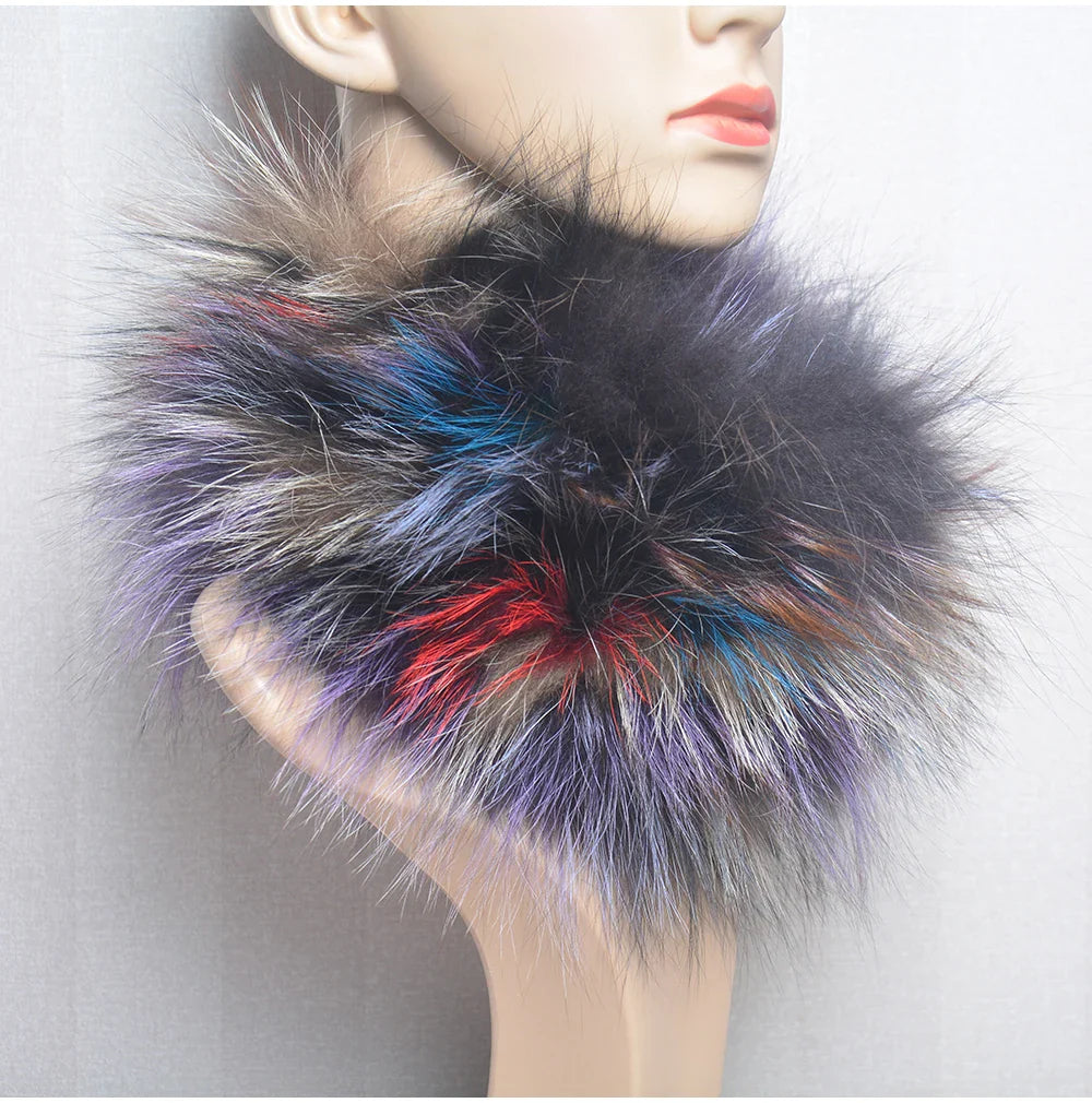2025 Real Fox Fur Scarf and Headband – Luxury Winter Neck Warmer for Women, 100% Natural Fur, Elastic Ring Muffler