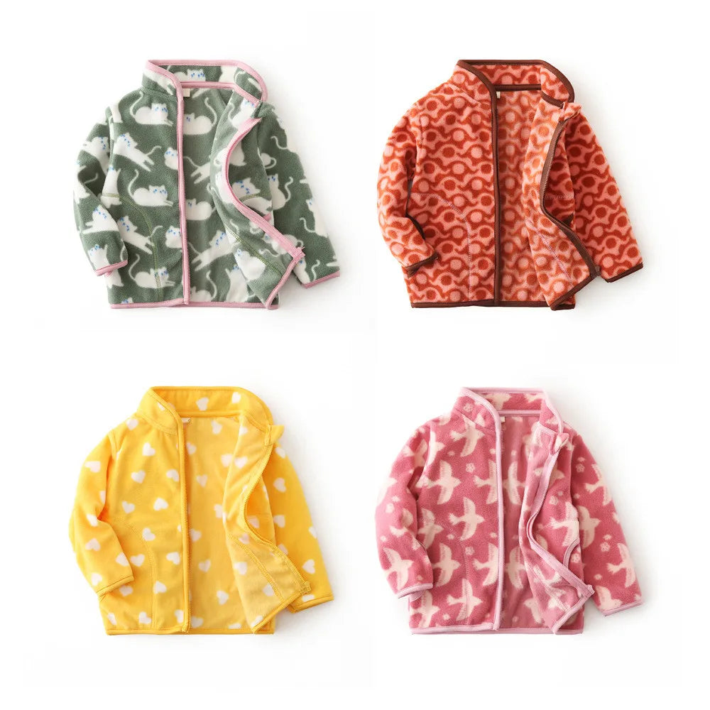 Jumping Meters Dinosaur Zipper Jacket – Kids Fleece Coat with Pockets, Fashionable Outerwear for Boys & Girls