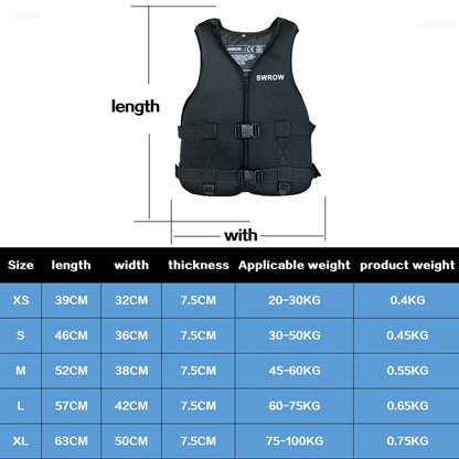 Neoprene Life Jacket for Adults & Children – Buoyancy Vest for Swimming, Boating, Skiing, and Water Sports