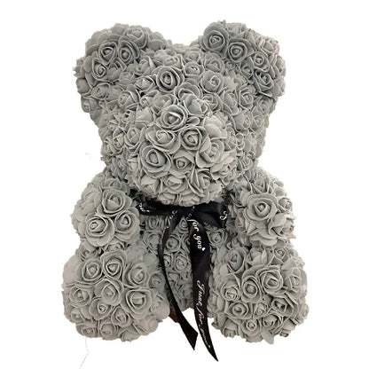 2024 40cm Rose Bear – Heart-Shaped Artificial Flower Teddy Bear for Valentine’s, Wedding, Birthday & Christmas Gifts