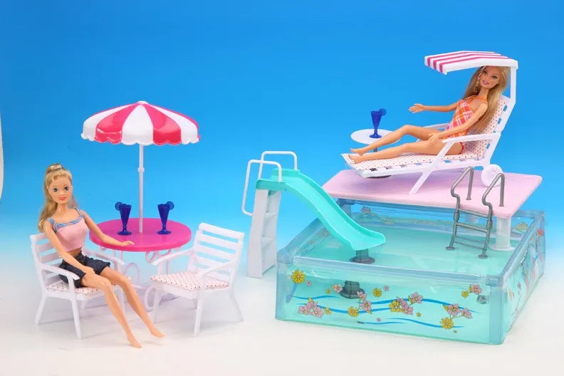 Princess Bathroom Furniture Set for Barbie Dollhouse – 30cm Accessories with Shower & Toilet