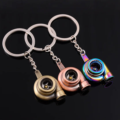 Mini Turbocharger Keychain - Spinning Turbine Keyring for Car Interior Accessories & Key Fob