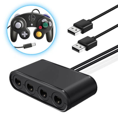 4-Port GameCube Controller Adapter – USB Converter for Nintendo Switch, Wii U, PC, and NGC – Star Fighting Game Support