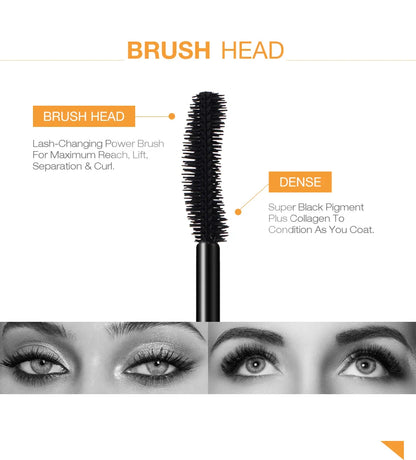 O.TWO.O 3D Fiber Thick Lengthening Mascara – Long Black Lash Eyelash Extension with Brush, Professional Eye Cosmetics