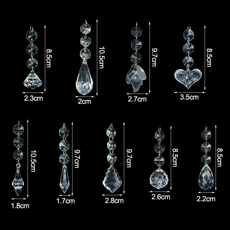 5PC Crystal Acrylic Bead Garland – Clear Chandelier Chain with Hooks for Wedding, Home DIY & Craft Decoration