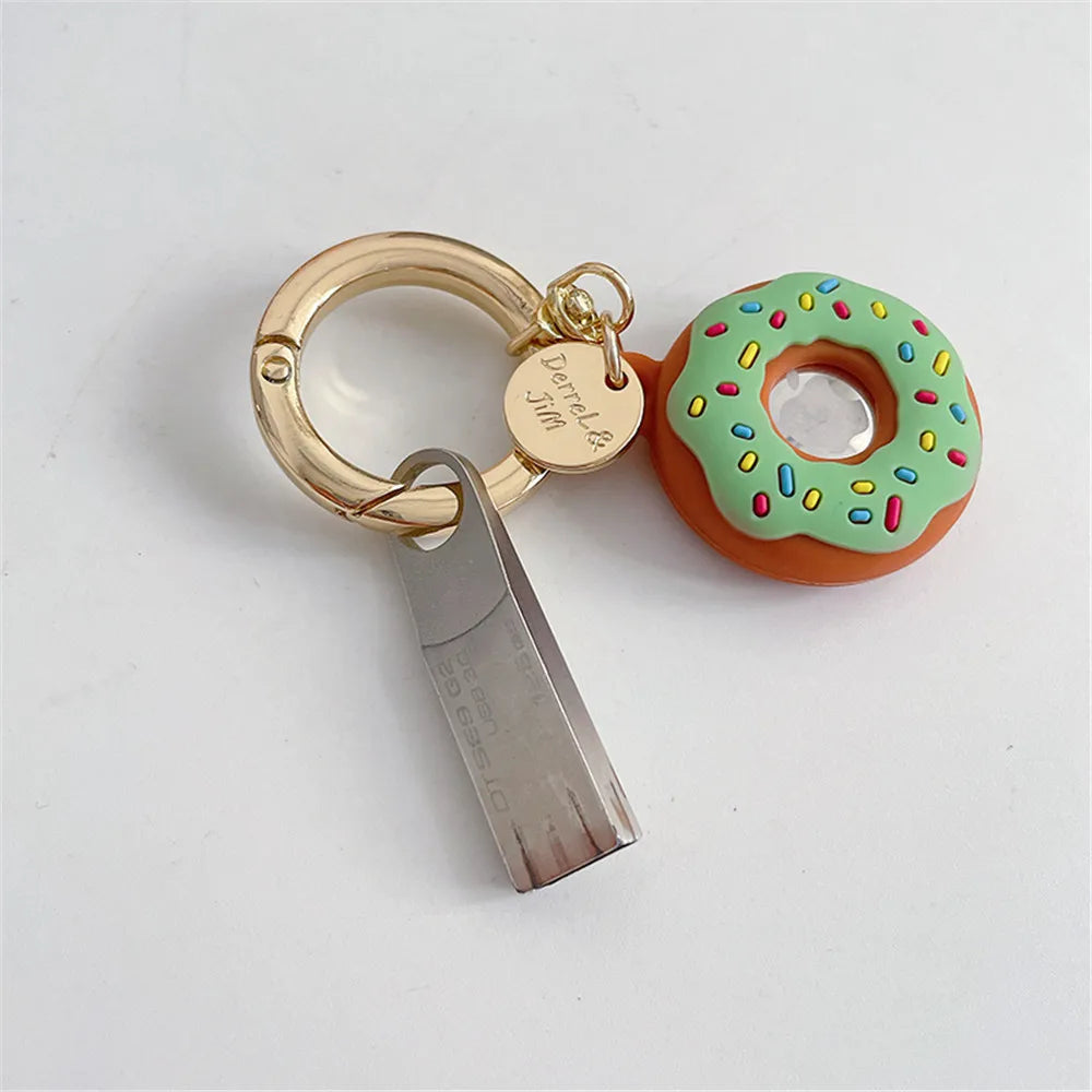 Cartoon Donut Silicone Case for Apple AirTag – Cute Protective GPS Tracker Cover for Dog Collar