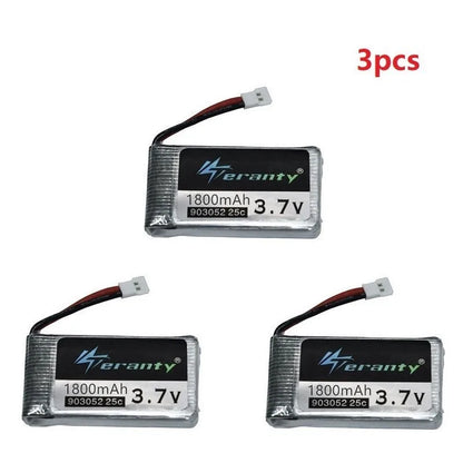 3.7V 1800mAh Rechargeable LiPo Battery - XH2.54 Plug for SYMA X5SW, KY601S & RC Drones