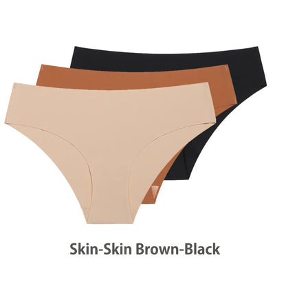 3PCS Seamless Silk Panties for Women – Breathable Low Waist Invisible Briefs, Soft & Sexy Underwear Set