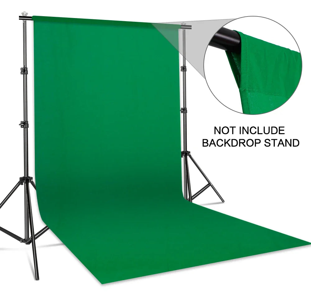 SH Cotton Photo Background Cloth with Rod Pocket – White, Black & Green Screen Chromakey Backdrops for Studio