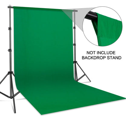 SH Cotton Photo Background Cloth with Rod Pocket – White, Black & Green Screen Chromakey Backdrops for Studio