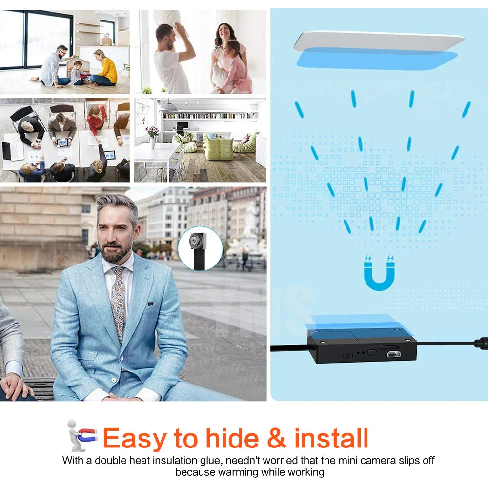 HD 1080P DIY Portable 4K WiFi Mini Camera — P2P Wireless Micro Camcorder with Motion Detection, Loop Recording, Remote Viewing, and Battery