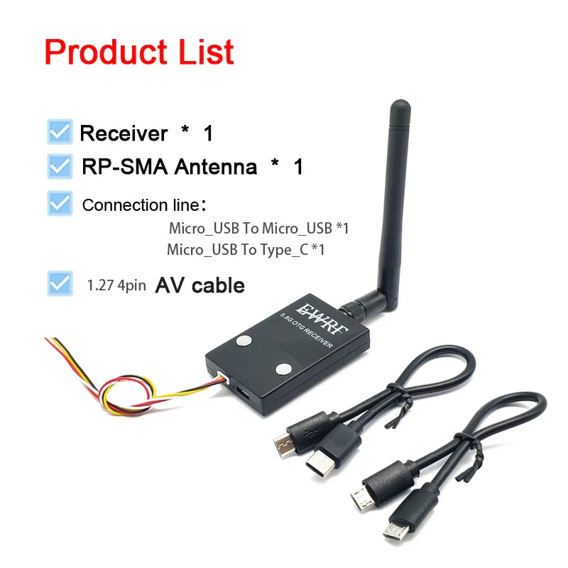 FPV System 5.8G 48CH UVC OTG Audio Receiver – RC Drone Spare Part for Android Phones & Tablets