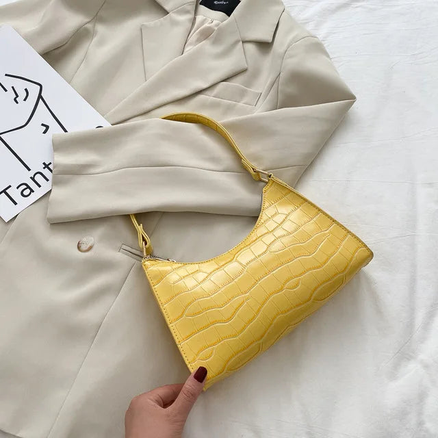 Fashion PU Leather Alligator Pattern Bag for Women – Small Armpit Handbag, Underarm Messenger Purse