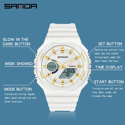SANDA LED Digital Sports Watch – Waterproof Military Outdoor Watch for Men, Women & Teens