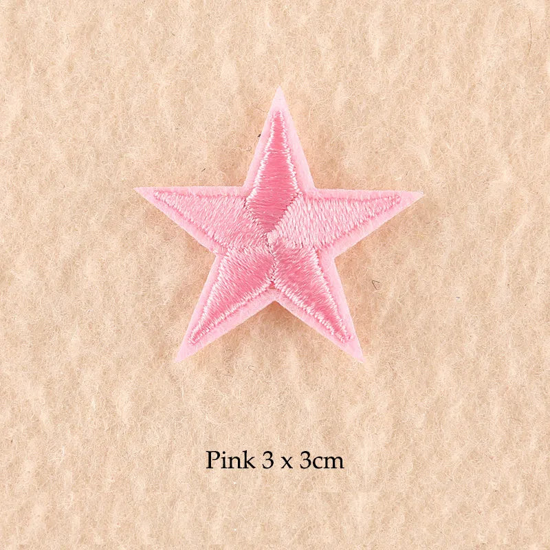 Stars Embroidered Iron-On Patches – Gold, Silver & Colorful Appliqué Stickers for Clothing, Jackets, Bags & DIY Craft Decoration