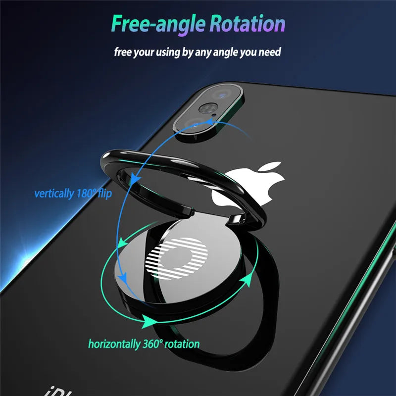 360 Degree Metal Finger Ring Holder: Mini Phone Stand Mount for Xiaomi, Huawei, iPhone, Samsung - Smartphone Holder for Mobile Phones