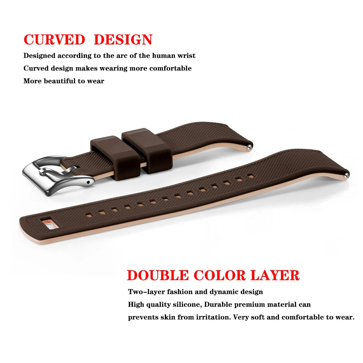 Premium Silicone Watch Band – Quick Release Rubber Strap, 18mm 20mm 22mm Replacement Watchband