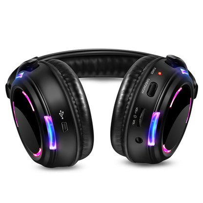 Silent Disco LED Headphones 10-Pack with 200m RF Wireless Transmitter – Party, DJ, Wedding, Club