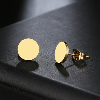 Minimalist Stainless Steel Round Stud Earrings – Classic Fashion Jewelry for Women