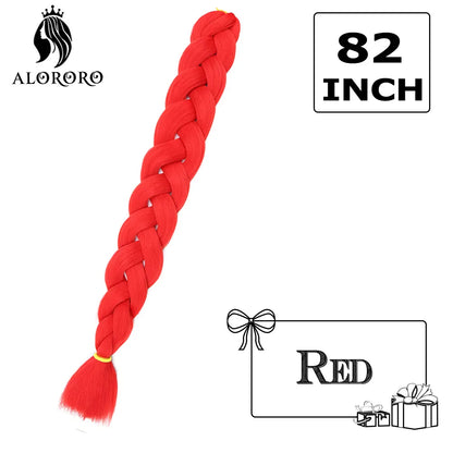 82-Inch Synthetic Braiding Hair Extensions – Jumbo Crochet Box Twist Braids in Green, Red, Pink & Yellow, Pure Color Wholesale