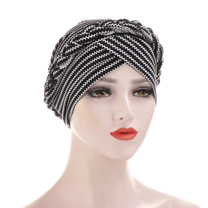 Women’s Cotton Head Scarf – Solid Turban Bonnet Hijab Cap with White Pearl Inner, Muslim Arab Wrap
