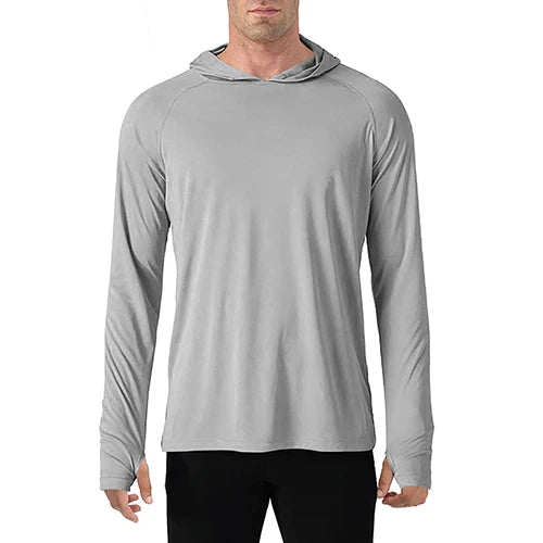 TACVASEN Men's Sun Protection Hoodie T-Shirt – UV-Proof, Lightweight, Breathable Long Sleeve Quick-Dry Top
