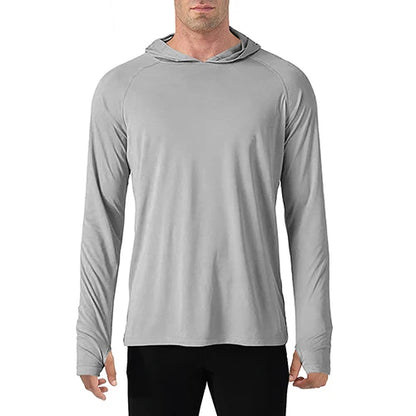 TACVASEN Men's Sun Protection Hoodie T-Shirt – UV-Proof, Lightweight, Breathable Long Sleeve Quick-Dry Top